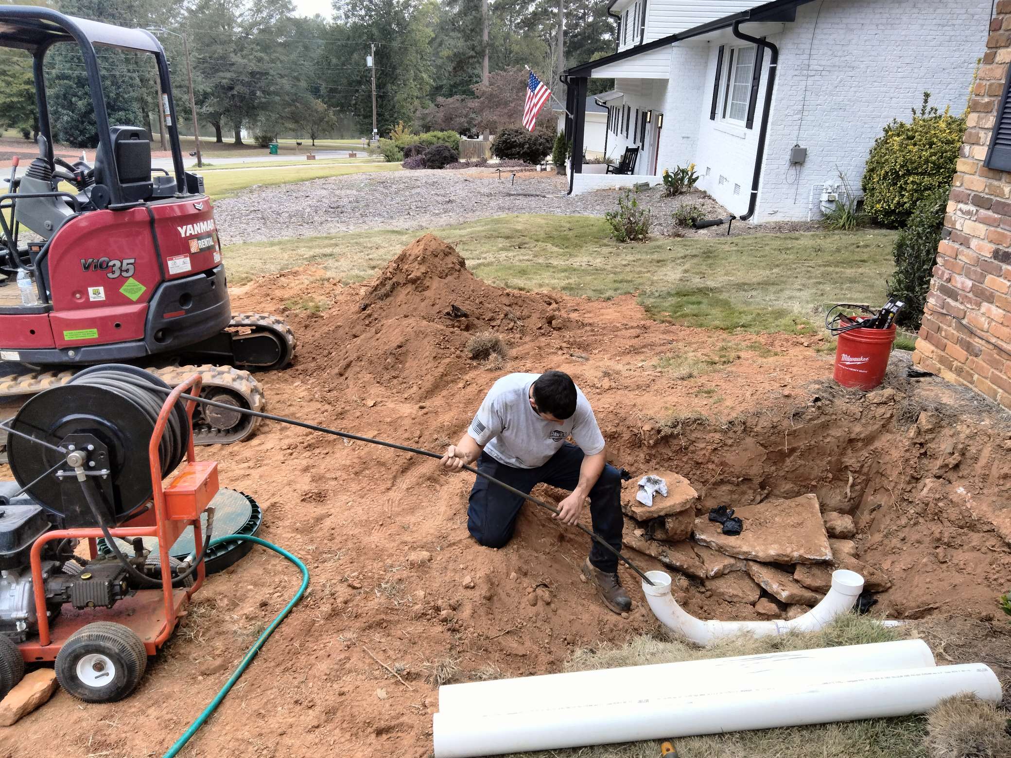 Drain cleaning and cleanout installation work by Dave's plumbing team