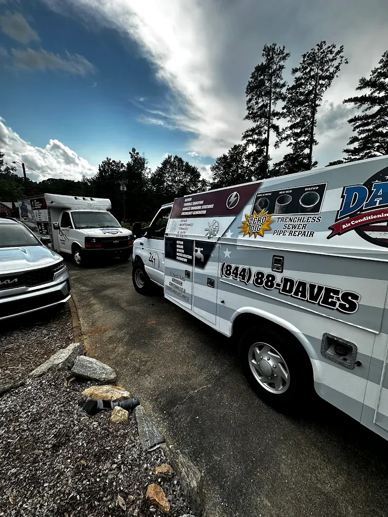 Dave's Air Conditioning Plumbing and Electrical service vans serving Spartanburg and Upstate South Carolina