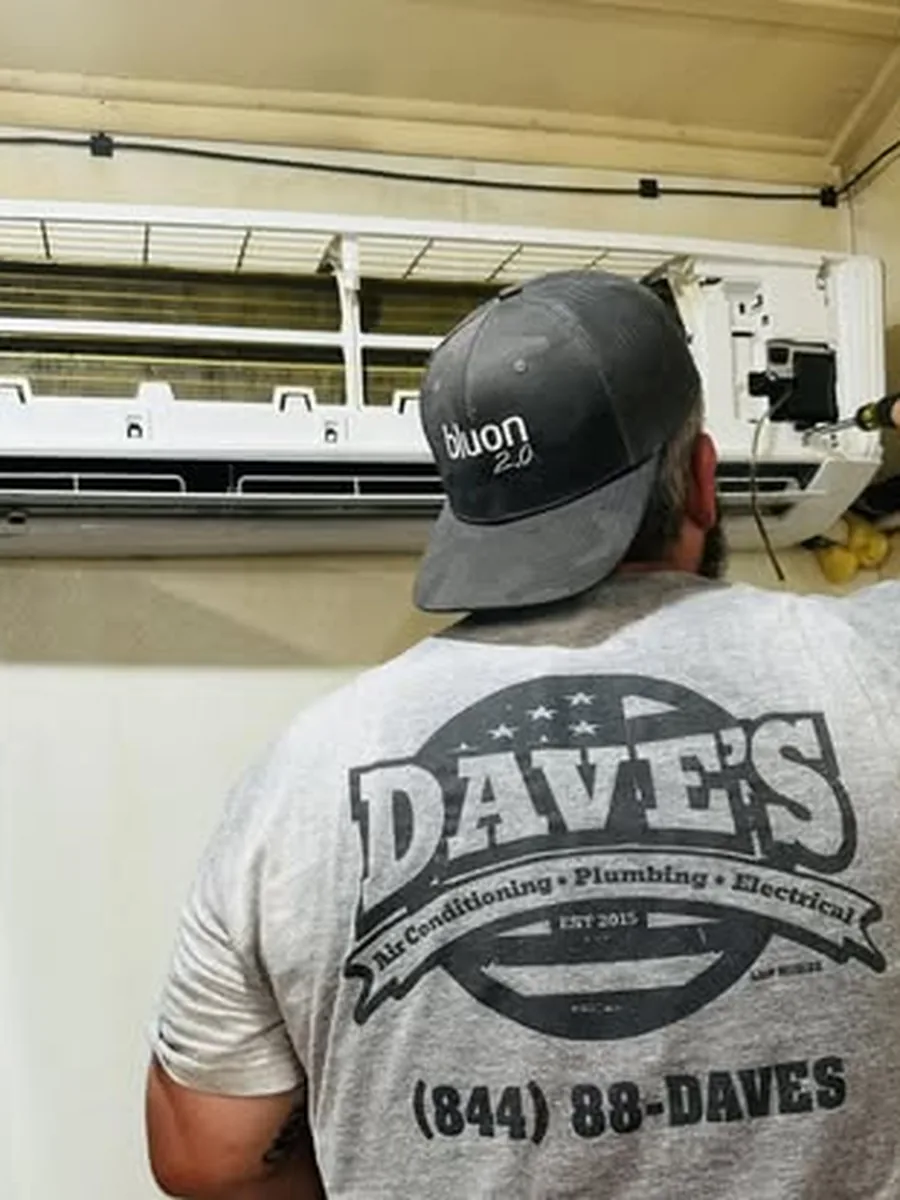 Dave's technician servicing a ductless mini-split indoor unit