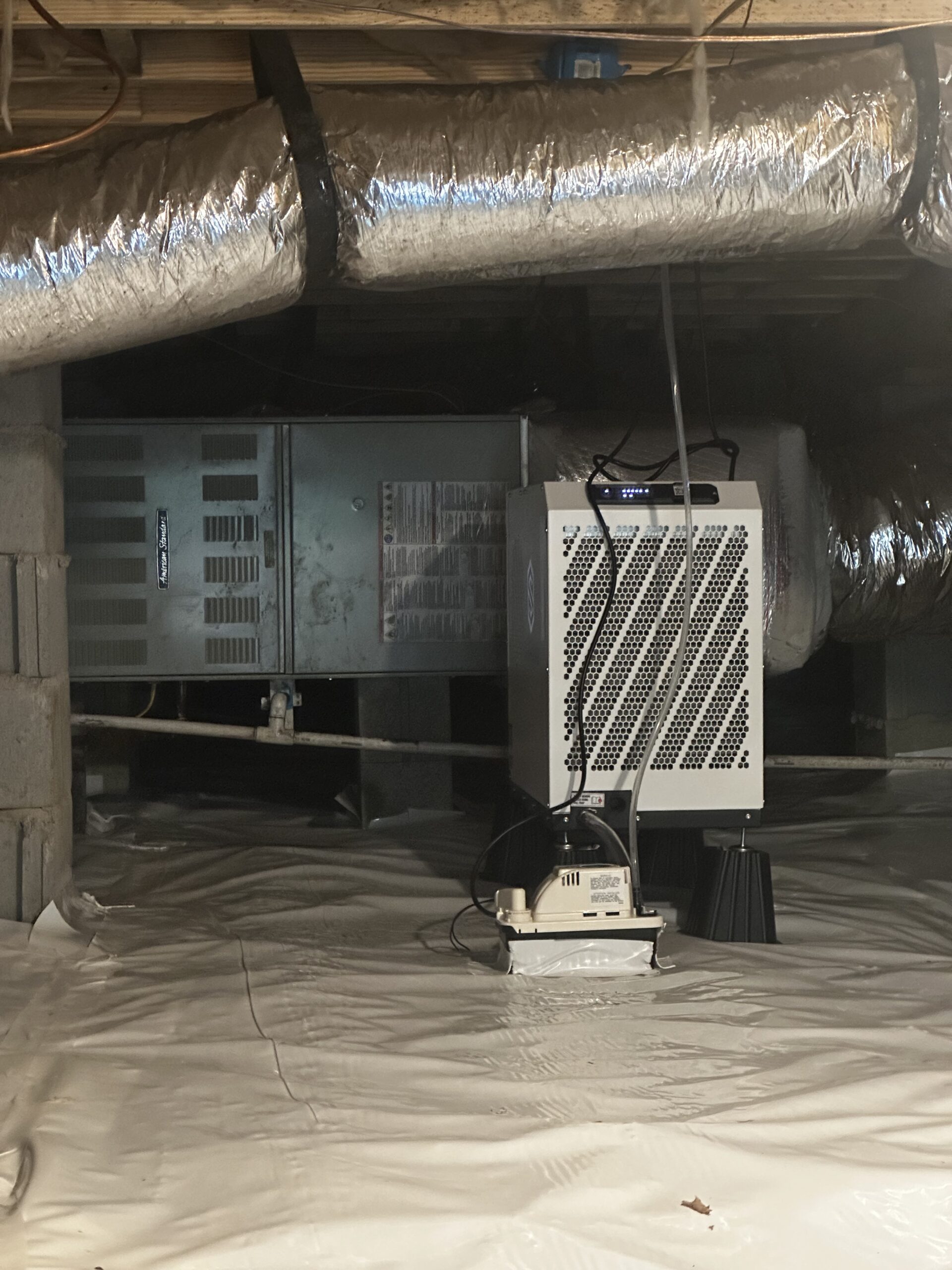 Crawlspace ductwork and HVAC equipment served by Dave's