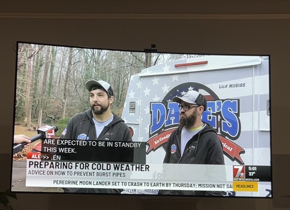 Dave's plumbing team seen on TV representing local plumbing work in Spartanburg