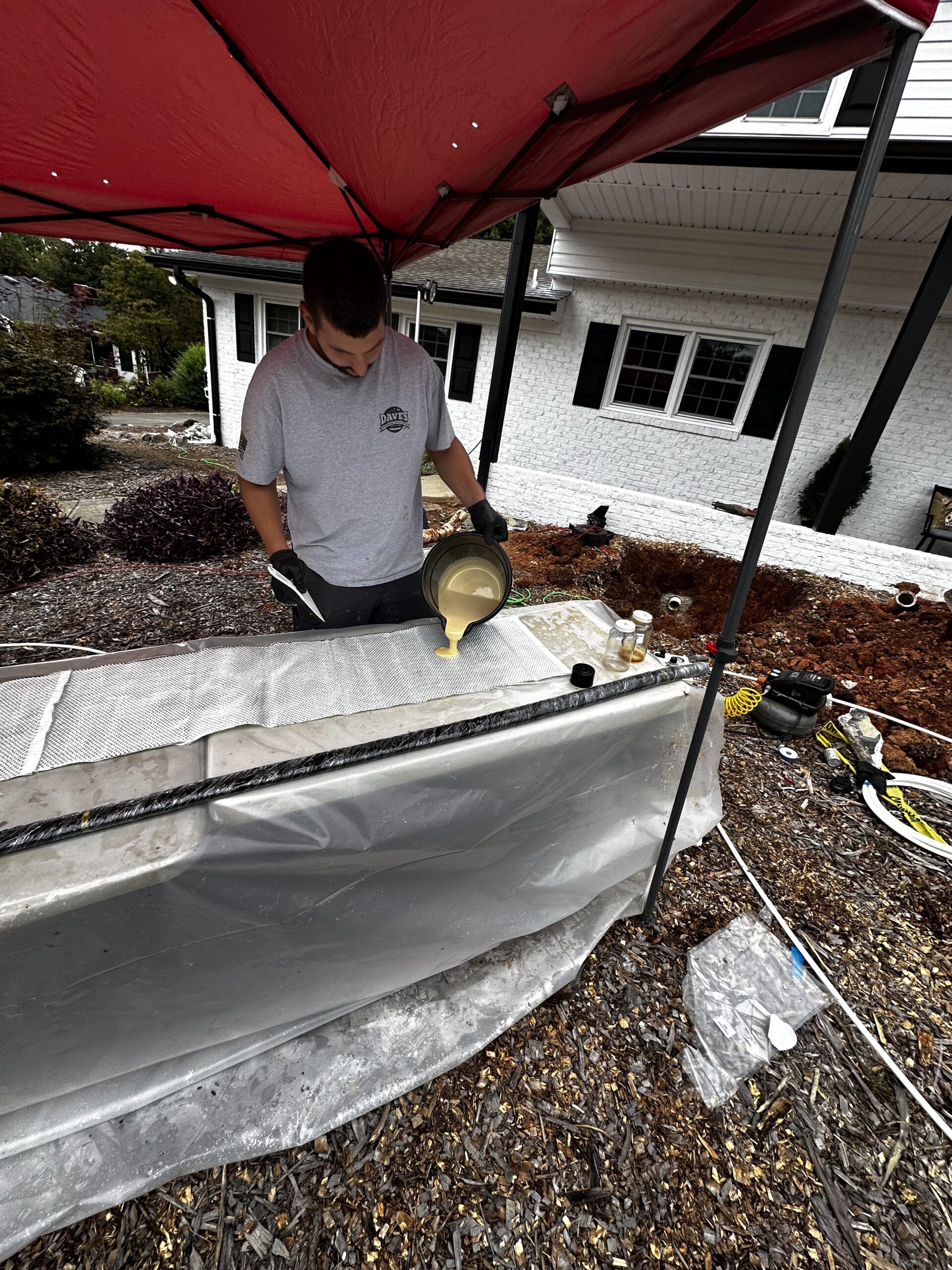 Trenchless sewer repair and pipelining work by Dave's plumbing team