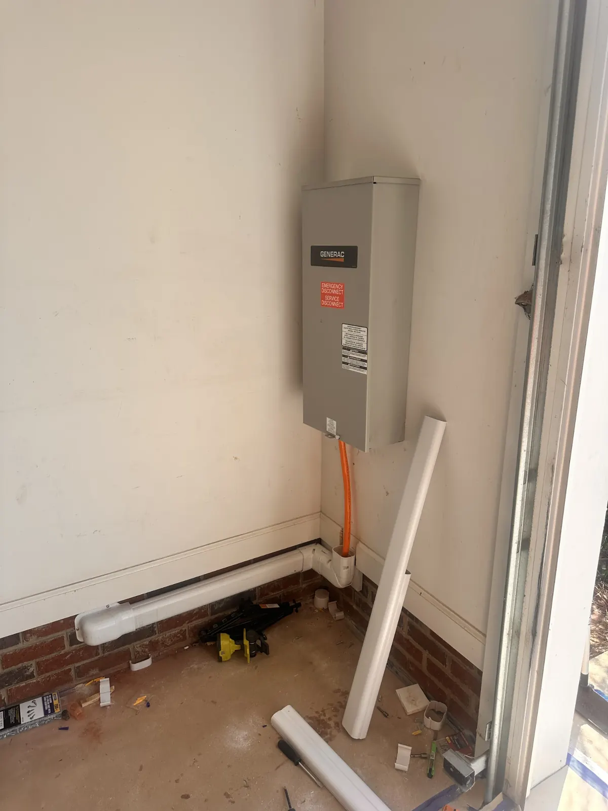 Generac generator disconnect and transfer equipment installed indoors